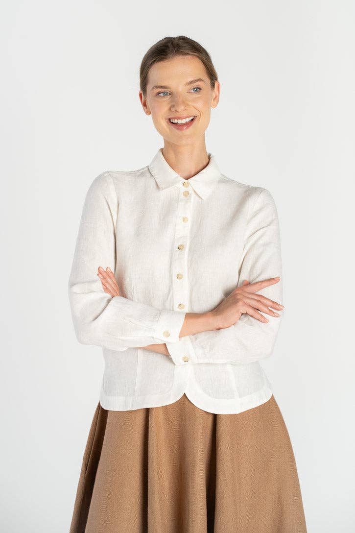 Son de Flor - Wholesale Button Down Shirt - Women's - Frida – Linen Shirt with Sharp Collar0