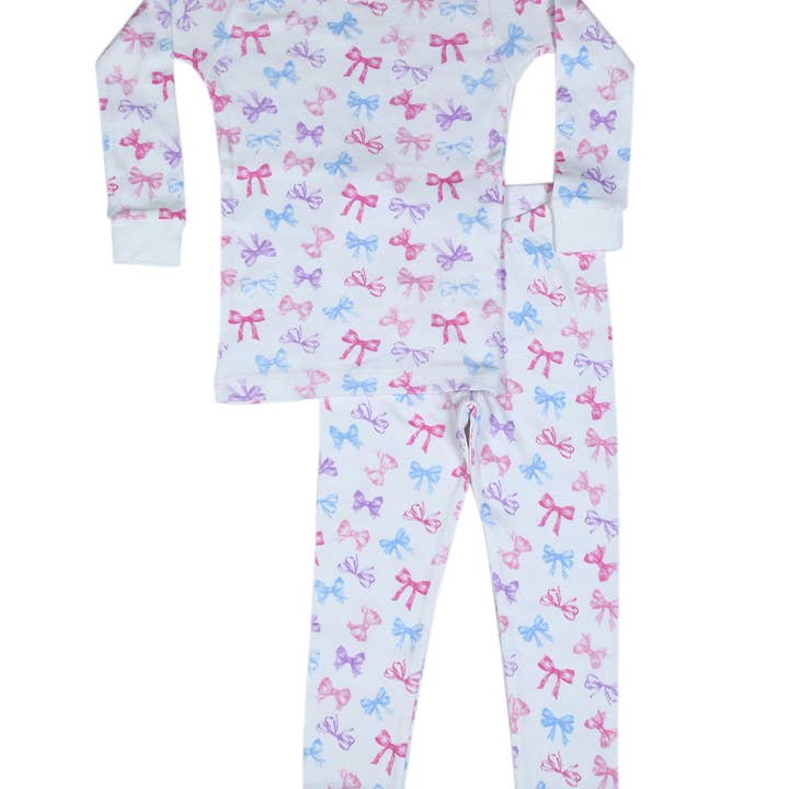 P2437 Tossed Bow Pajamas for wholesale by 🤍Baby Steps and Mish Kids