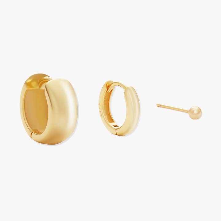 Essential Chunky Hoops Set in Gold for wholesale by LEA Jewels