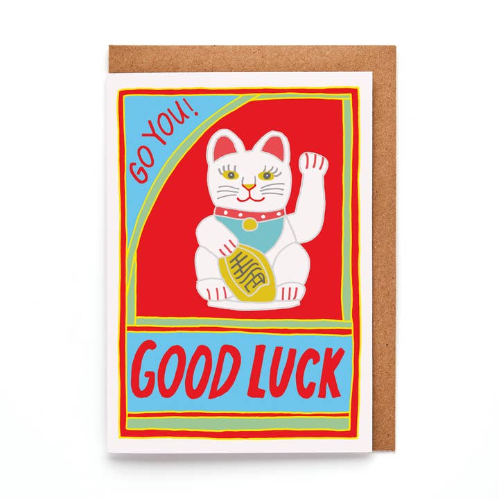 Lucky Chinese Cat | Good Luck Card | A7 Mini Card for wholesale by You've Got Pen On Your Face