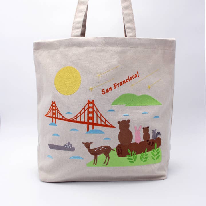 Bolso Tote Luna Llena Bordado San Francisco para venta al por mayor de Tomoko Maruyama