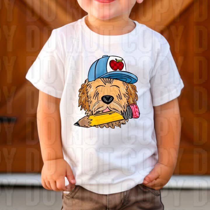 Back To School Boy Dog DTF Transfer for wholesale by K and M Designs