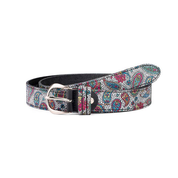 VALTICO - Wholesale Belt - Women's - Colourful leather tapestry belt with floral print.9