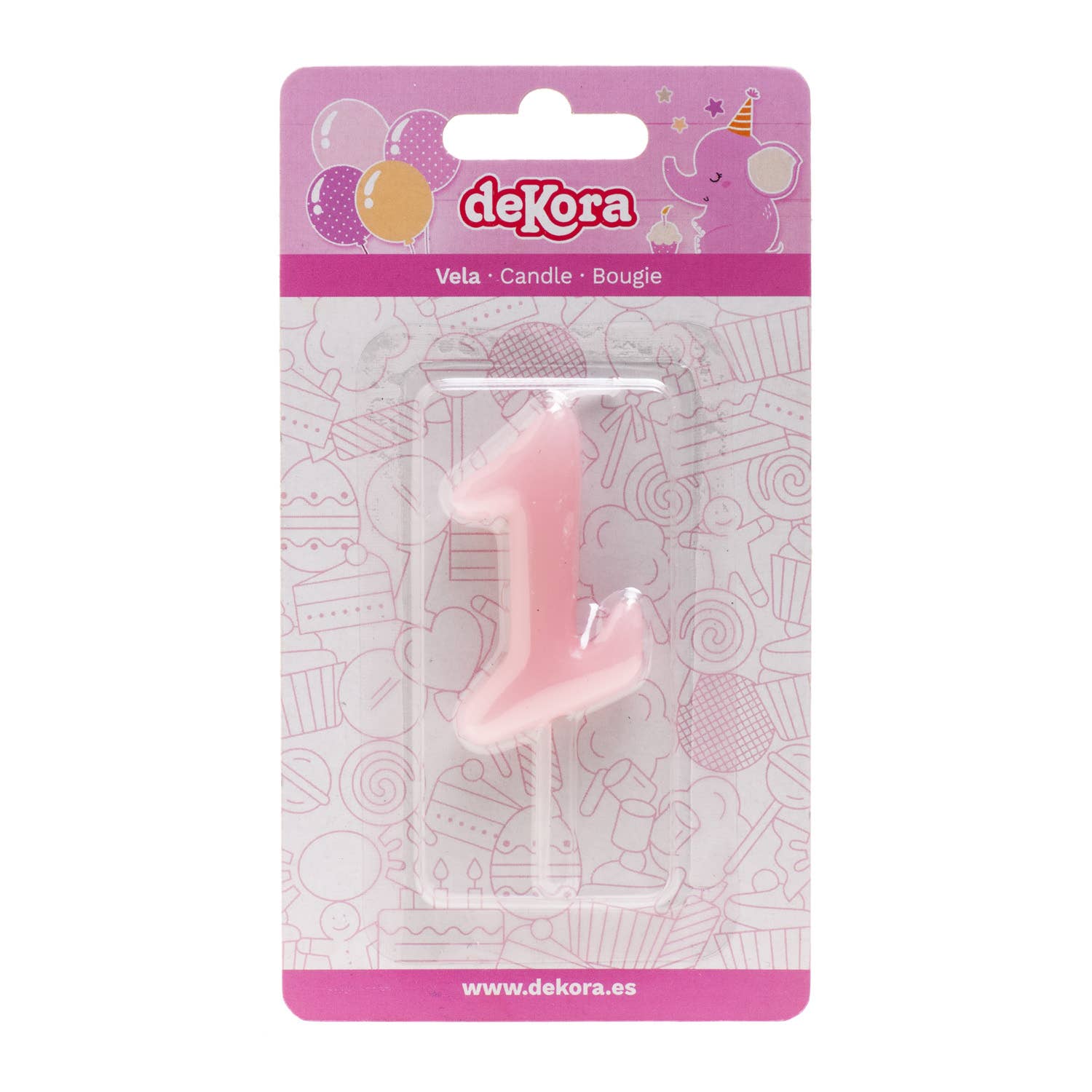 Birthday candle for decorating cakes, baby pink for wholesale on Faire1