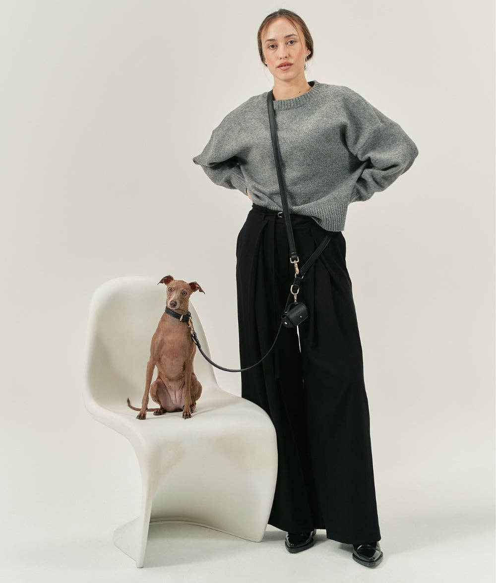 CAFIDE - Wholesale Pet Leash - Dog - Black Vegan Leather Multi-Position Strap, Jala2