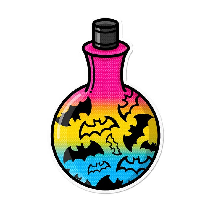 Pozione Pipistrello Pansexuale | Adesivo Stregato Spaventoso Carino per la vendita all'ingrosso da parte di That Queer Card Co