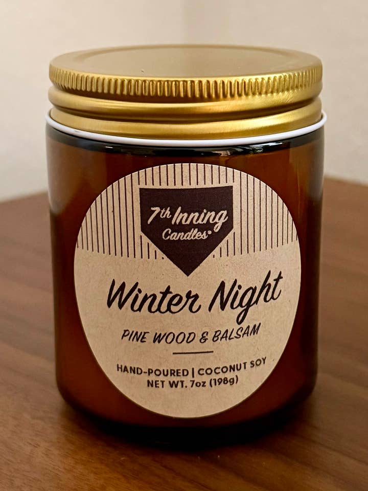 Pine Wood & Balsam, Winter Night, Holiday Candle, 7oz, for wholesale by 7th Inning Candles