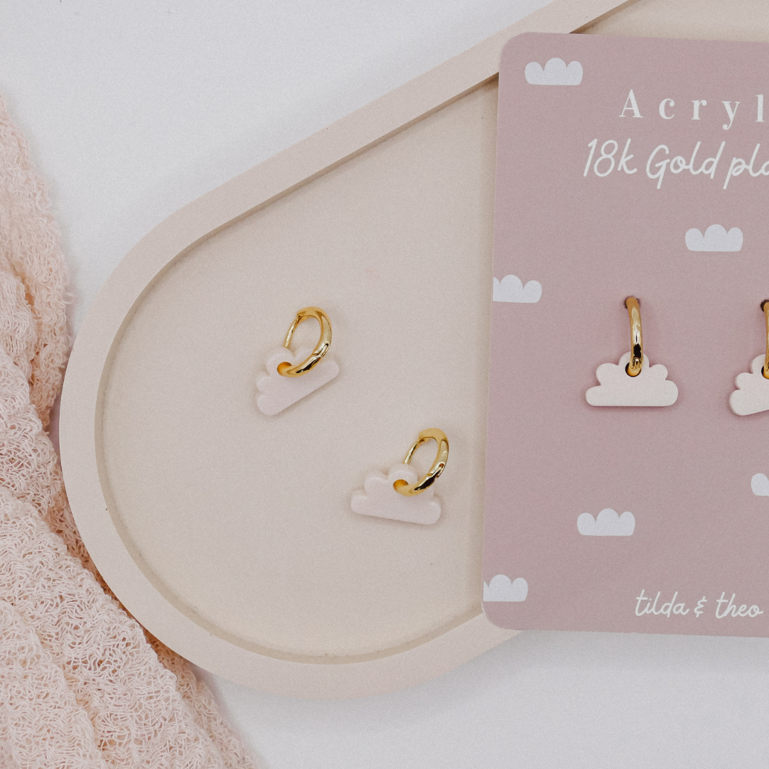 Tilda&Theo - Wholesale Dangle Earrings - 18K gold-plated white cloud creole creole cloud earrings3