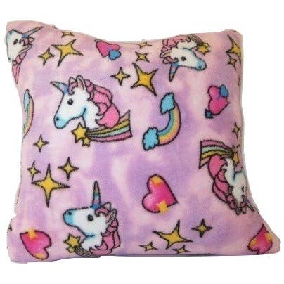 Made With Love & Kisses - Wholesale Throw/Decorative Pillow - Fuzzy Pink Unicorns Square Pillow