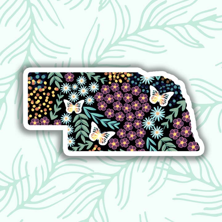 Nebraska Floral State Sticker for wholesale by Eve's Art Shop