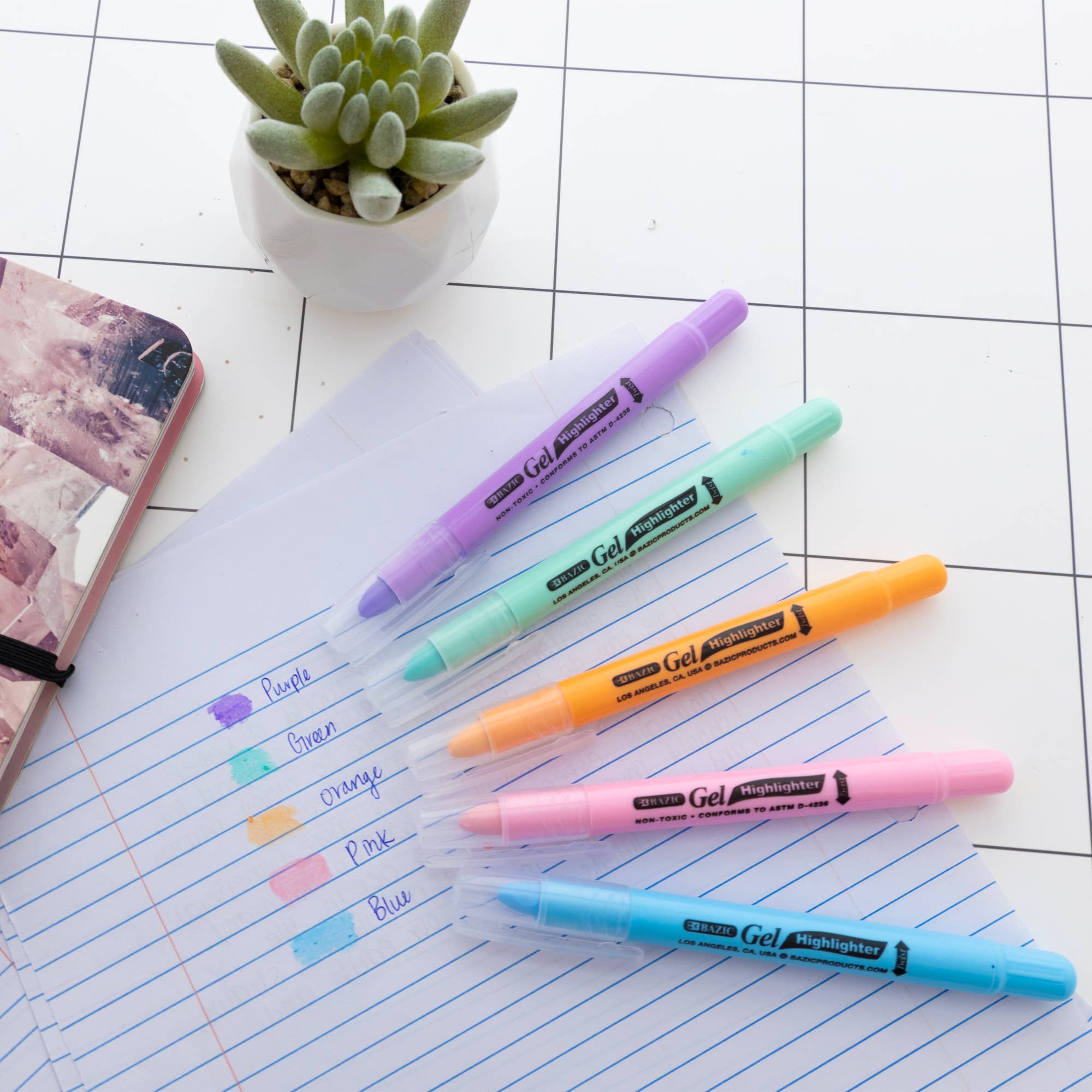 BAZIC Products - Wholesale Highlighter - Gel Bible Highlighter 5 Pastel Color2