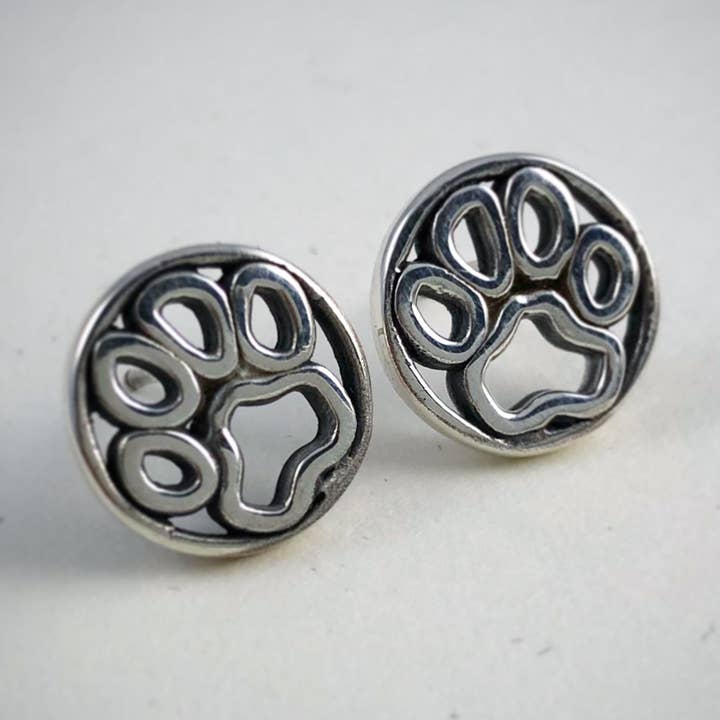 Sterling Silver Paw Print Earrings for wholesale by Andrew Gordon Jewelry