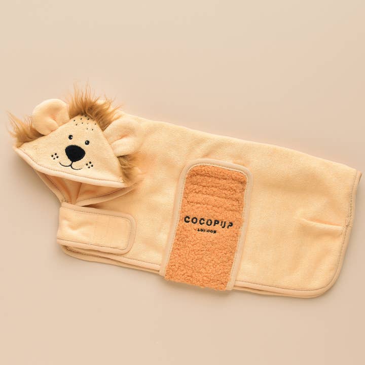 Cocopup London - Vente Sweat à capuche – chien - Peignoir de séchage Roary the Lion
