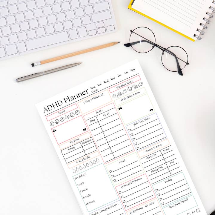 Eleventh and Taylor - Wholesale Notepad - ADHD Daily Productivity Planner: 50 Page Tear-Off Notepad2