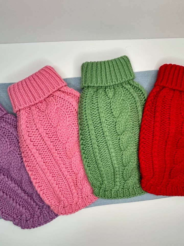 Cable Knit Sweaters for Pets - Spring 2025 Collection for wholesale by Pawtastic Bandanas