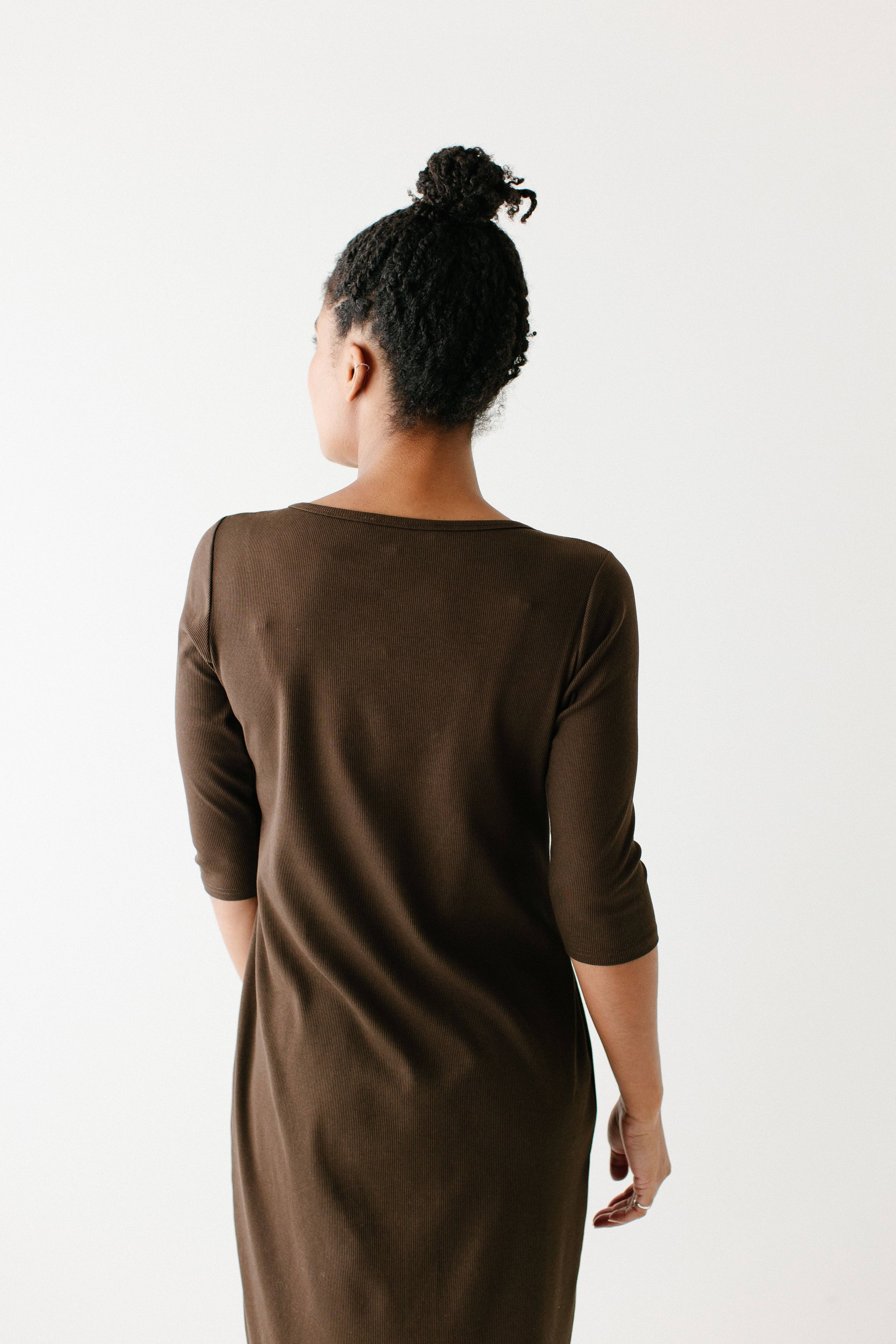 The Main Street Exchange - Wholesale Dress - Women's - 'Constance' 3/4 Sleeve Ribbed Midi Dress FINAL SALE6