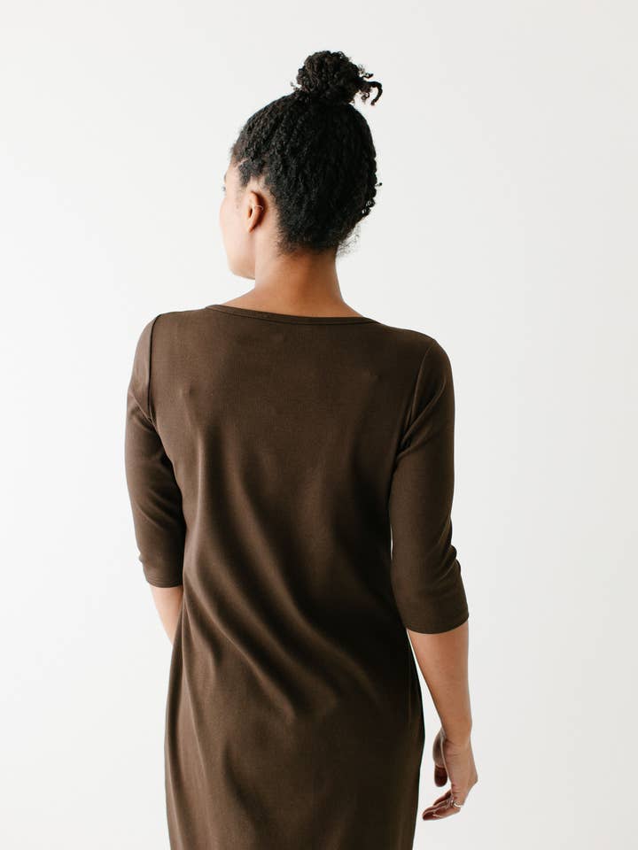 The Main Street Exchange - Wholesale Dress - Women's - 'Constance' 3/4 Sleeve Ribbed Midi Dress FINAL SALE6