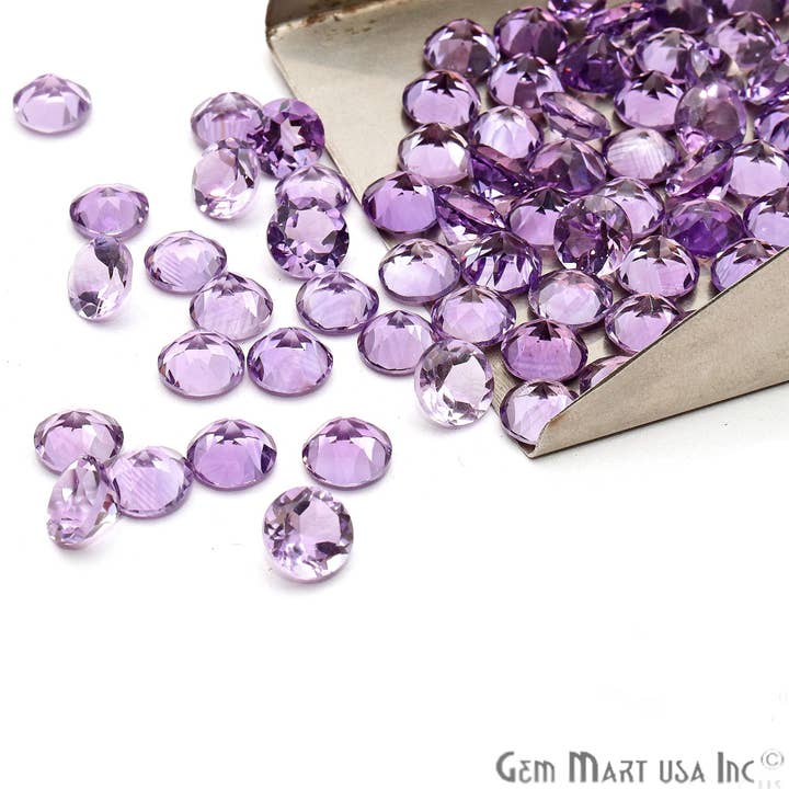 GemMartUSA - Vente Pierre et cristal de spiritualité - Pierre précieuse ronde à facettes en vrac, améthyste, 7 mm, 10 carats