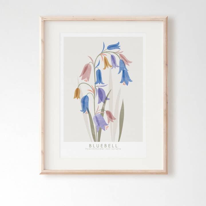 Bluebell Floral Art Print for wholesale by Rachel Mahon Print