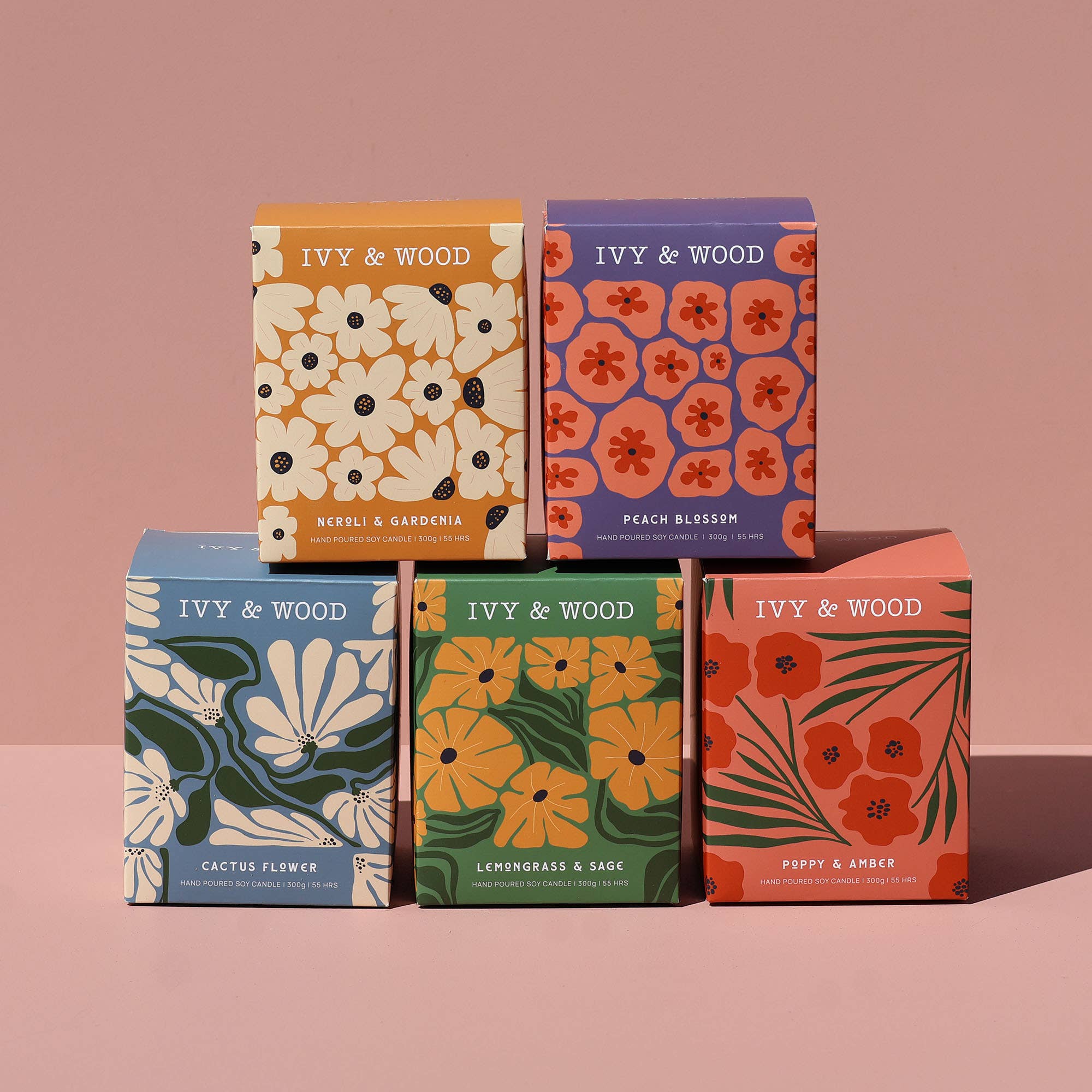 Ivy & Wood – wholesale Burkljus – Flora Ljus Startpaket (15 Sojaljus + Testare)1