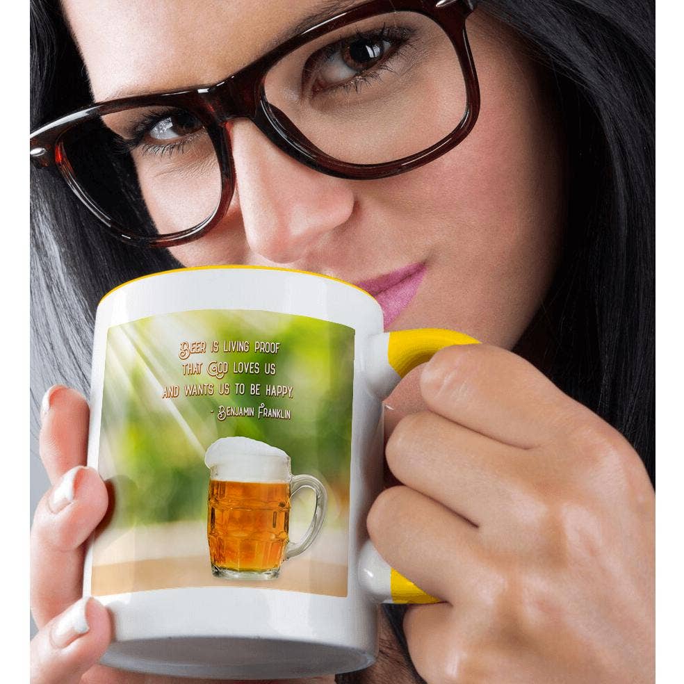 3dRose - Wholesale Coffee Mug - 3dRose, Sunrays, beer mug. Beer is living proof that God loves us. Franklin, Mug1
