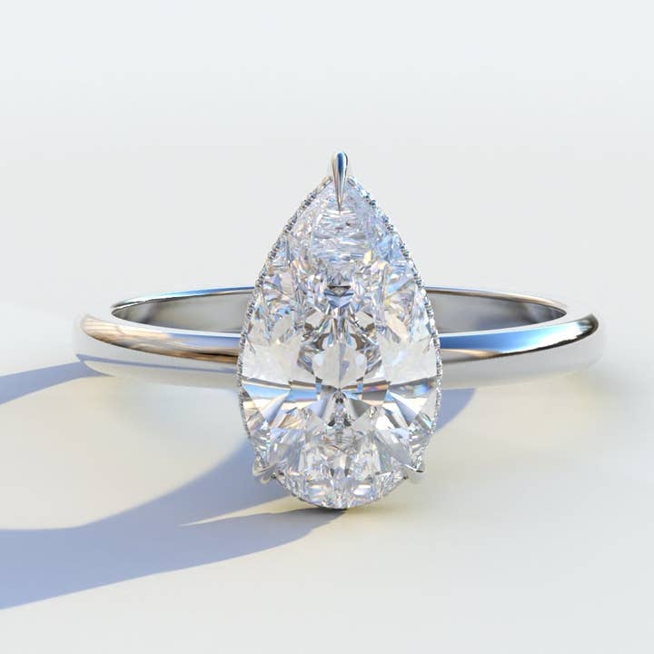 3.5 Carat E/VVS Pear Cut Hidden Halo Lab Grown Diamond Ring - Stupendo for wholesale by Mohana Jewels - Luxury