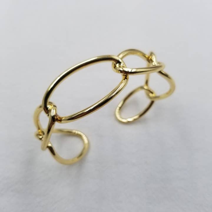 Gold Plated Metallic Wire Hoop Link Cuff Bracelet for wholesale by ENA Jewelry