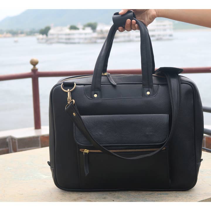 Anuent – Großhandel Messenger Bag – Herren – Schwarze Aktentasche aus Leder für Herren 2