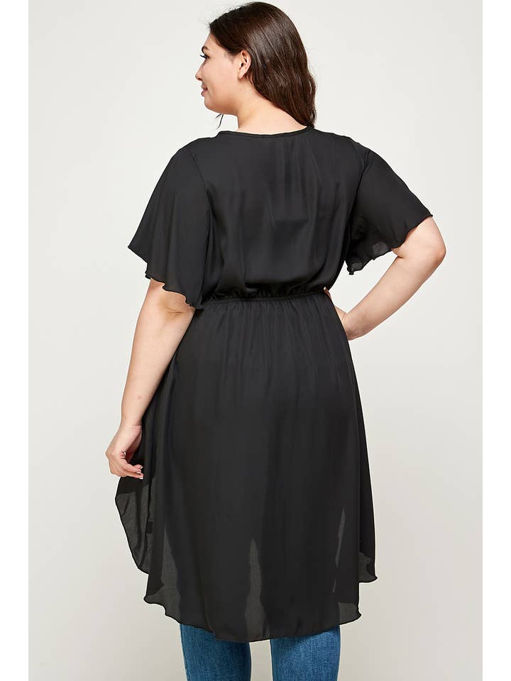 Haute Fox Plus Size & Contemporary - Wholesale Cardigan - Women's - Plus Size Hi-Low Hem Draped Cardigan - WG17832-C
