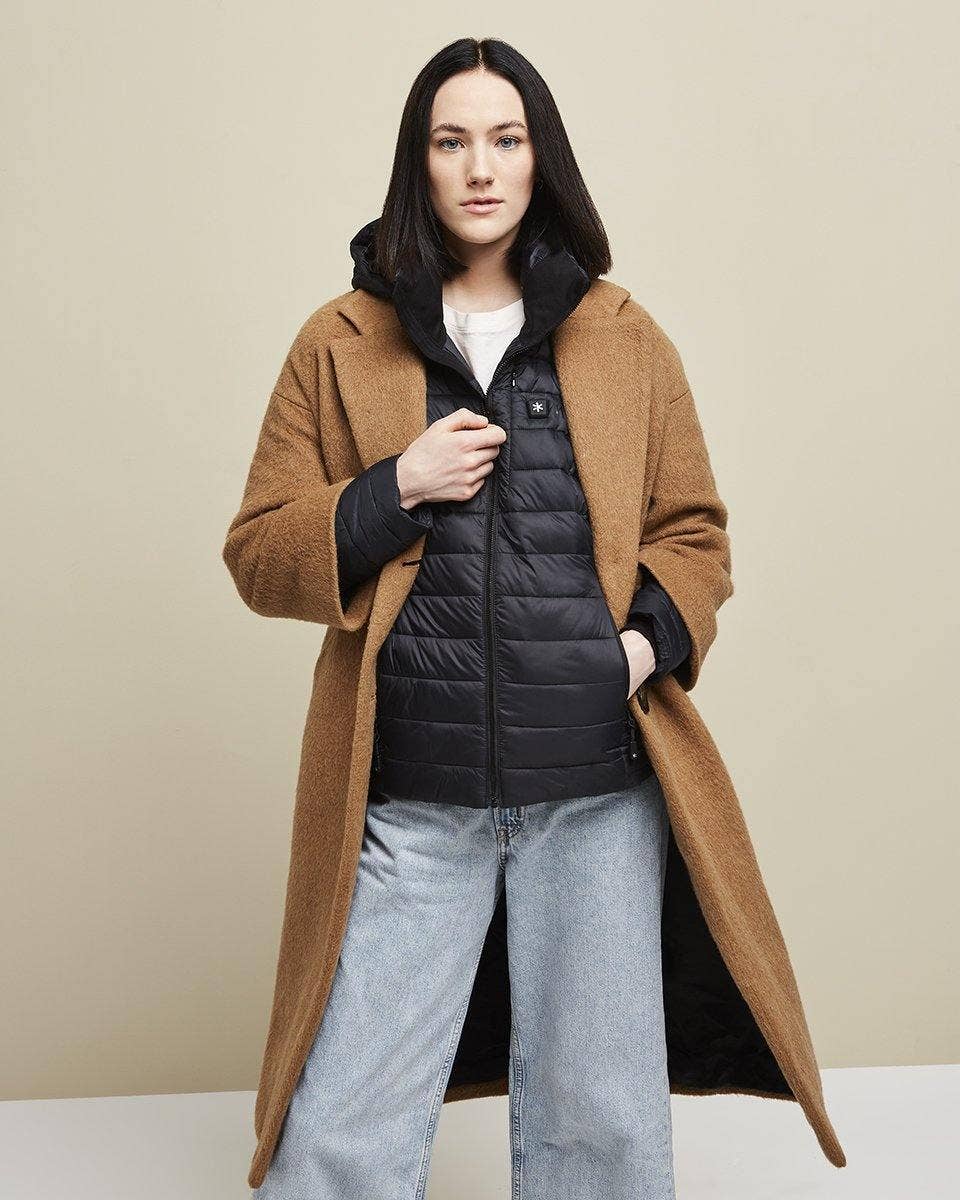 Kelvin Coats – Puffer Jacket - Mulher por atacado – Casaco Aura Aquecido Aquecido Preto10