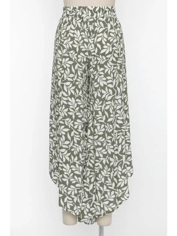 Dusty Olive Woven Overlap Split Thigh Pants for wholesale on Faire