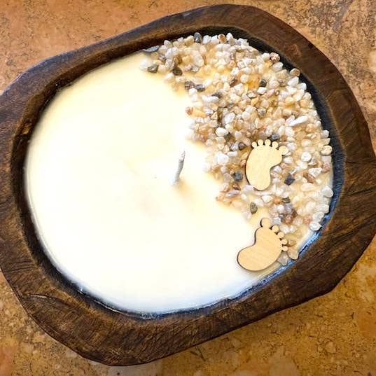 Paisley Duck "Footprints in Sand" mini dough bowl soy candle for wholesale by Plaid Rooster Co