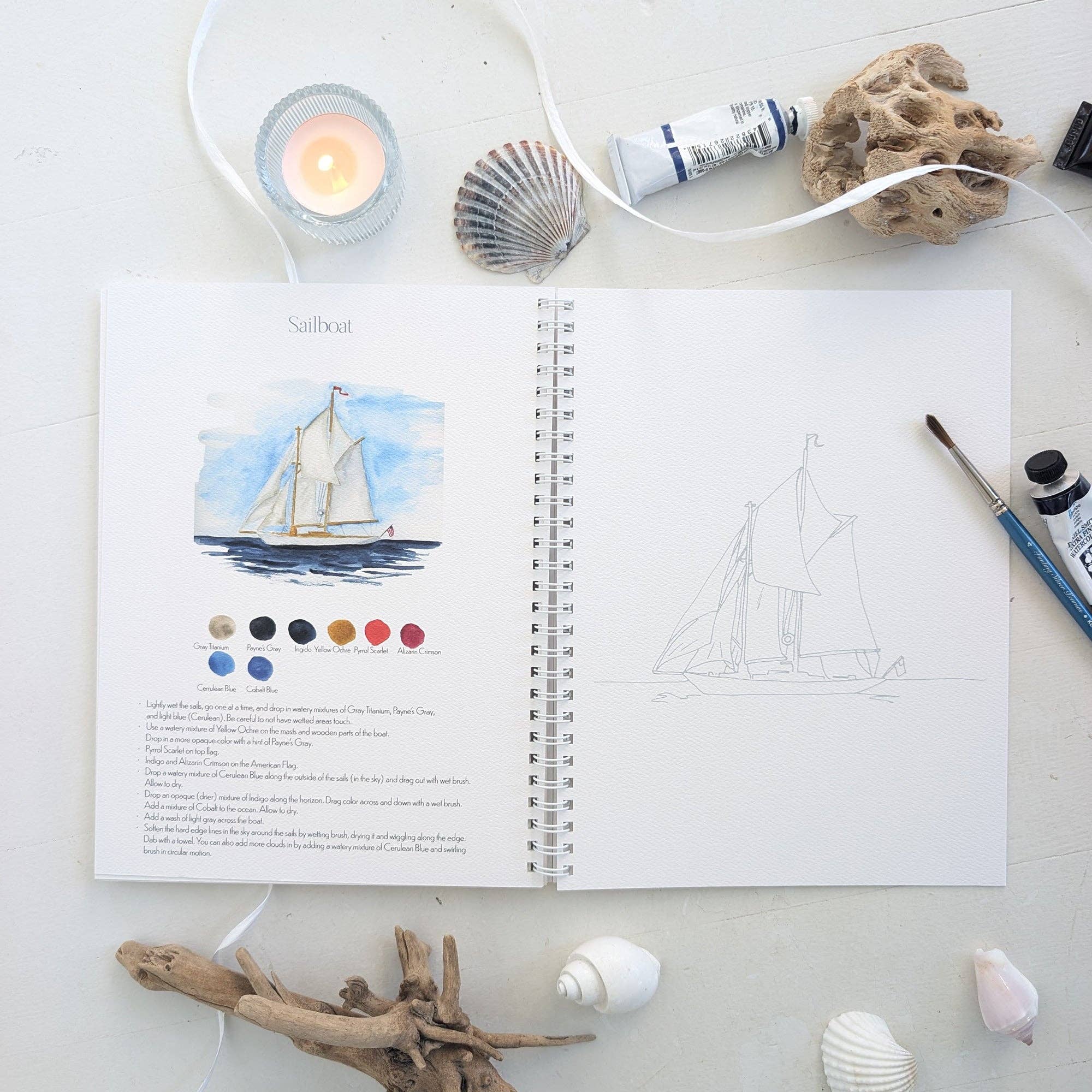 Finding Silver Pennies - Wholesale Crafts, Hobbies & DIY Book - Coastal Watercolor Workbook | Outlines + Video Tutorials12