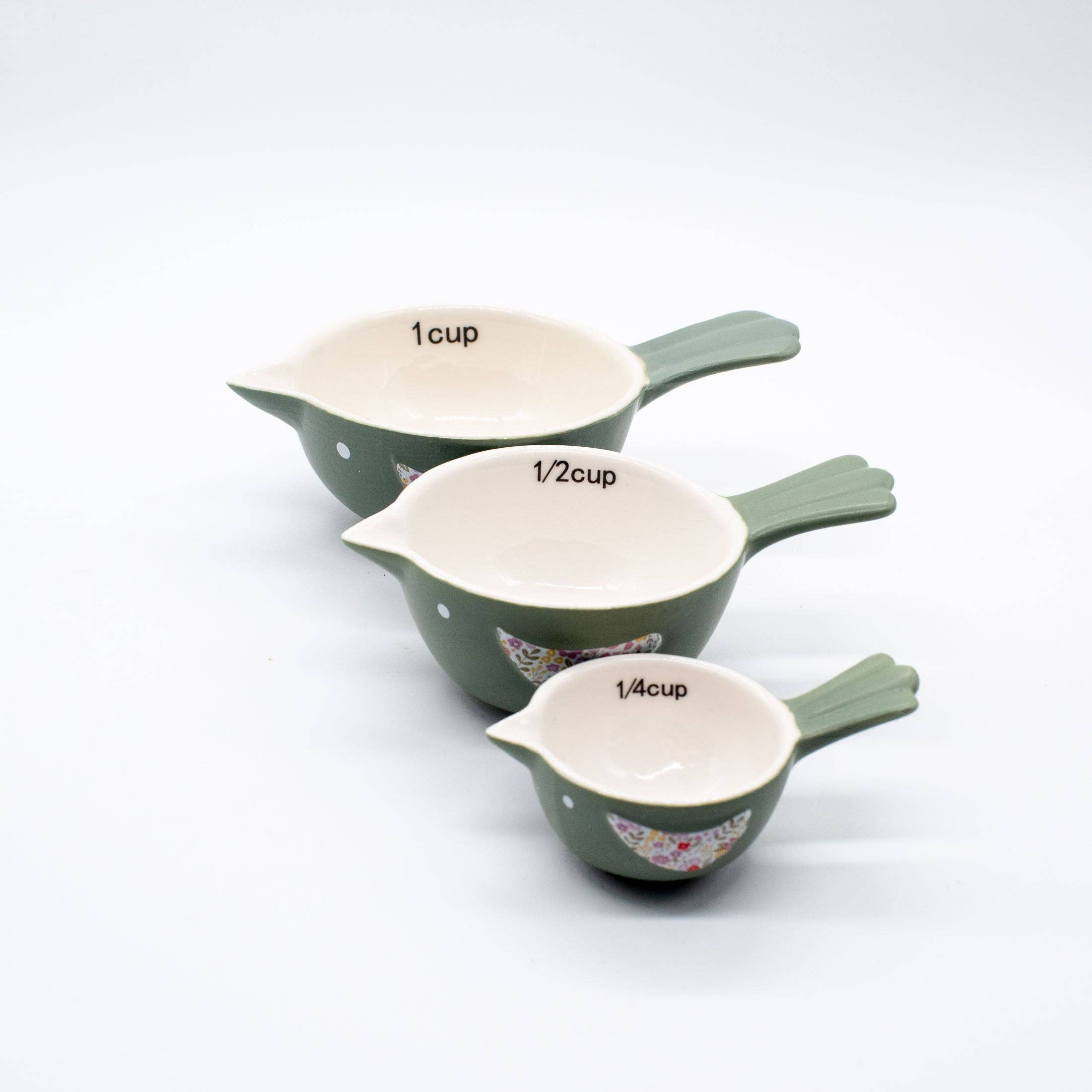 Aztec Sky - Wholesale Measuring Cup - Nesting Birds Ceramic Measuring Cups | Farmhouse Style Set3