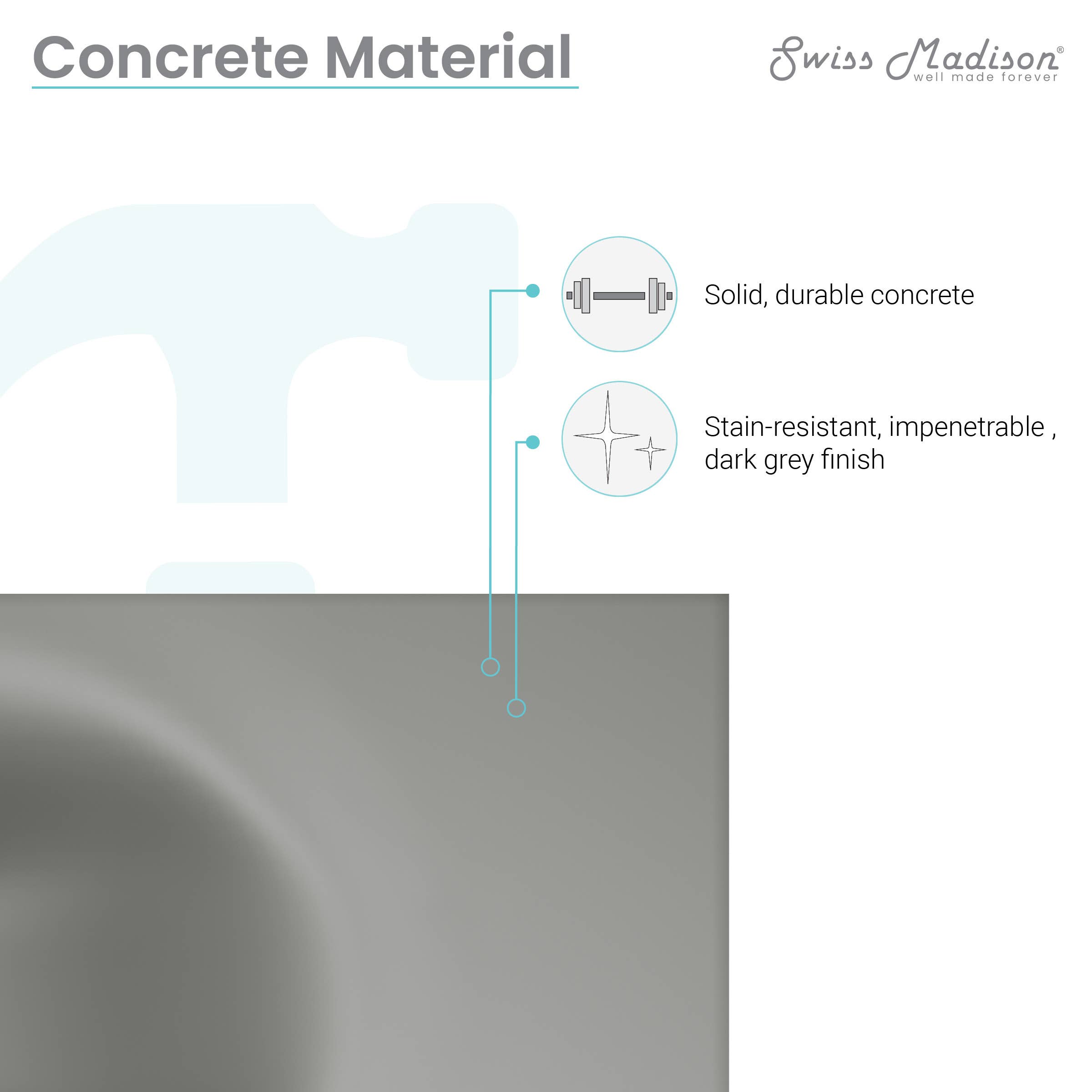 Swiss Madison - Wholesale Bathroom Accessory Set - Lisse 24" Rectangle Concrete Wall-Mount Bathroom Sink4