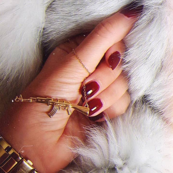 bstrd - Wholesale Pendant/Charm Necklace - AK-47 Necklace - 18k Gold Vermeil or Sterling Silver