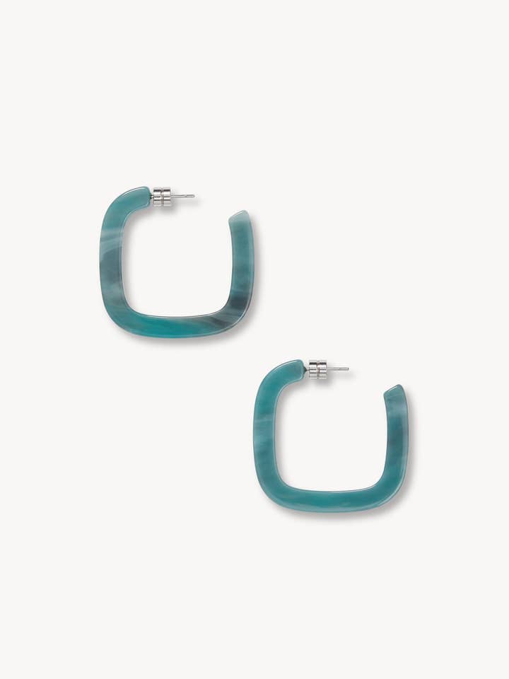 Midi Square Hoops in Jadeite for wholesale by MACHETE