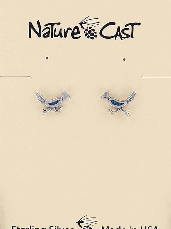 43049 Earring Post Roadrunner Turquoise Sterling Silver for wholesale by Nature Cast