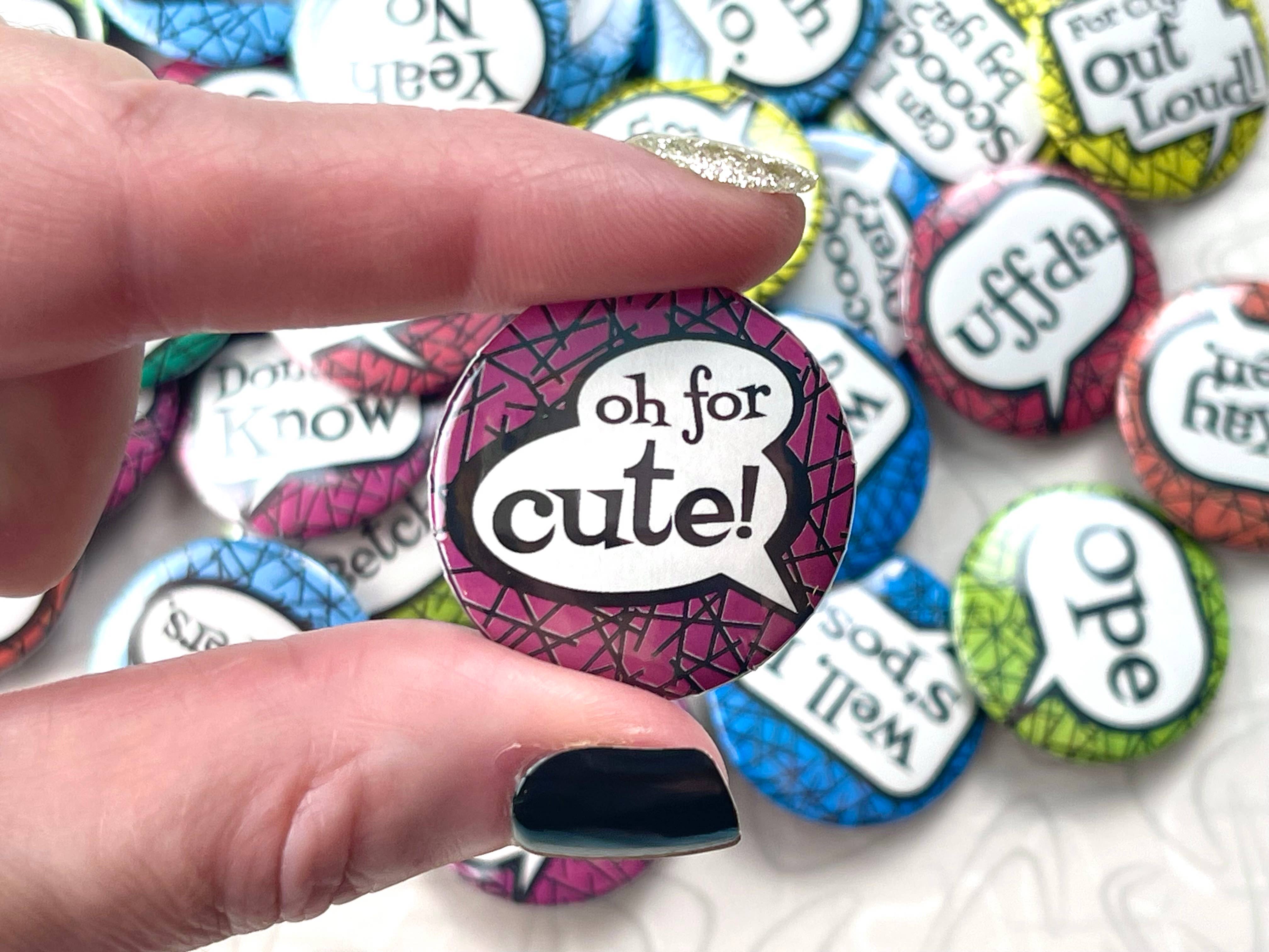 Beckamade - Wholesale Lapel Pin/Button - 18 Comic Style Midwest Sayings  1.25 inch Round Button Pins5