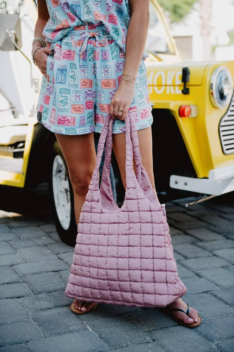 Mauve Rectangular Wholesale Tote Bag Puffer for wholesale on Faire2