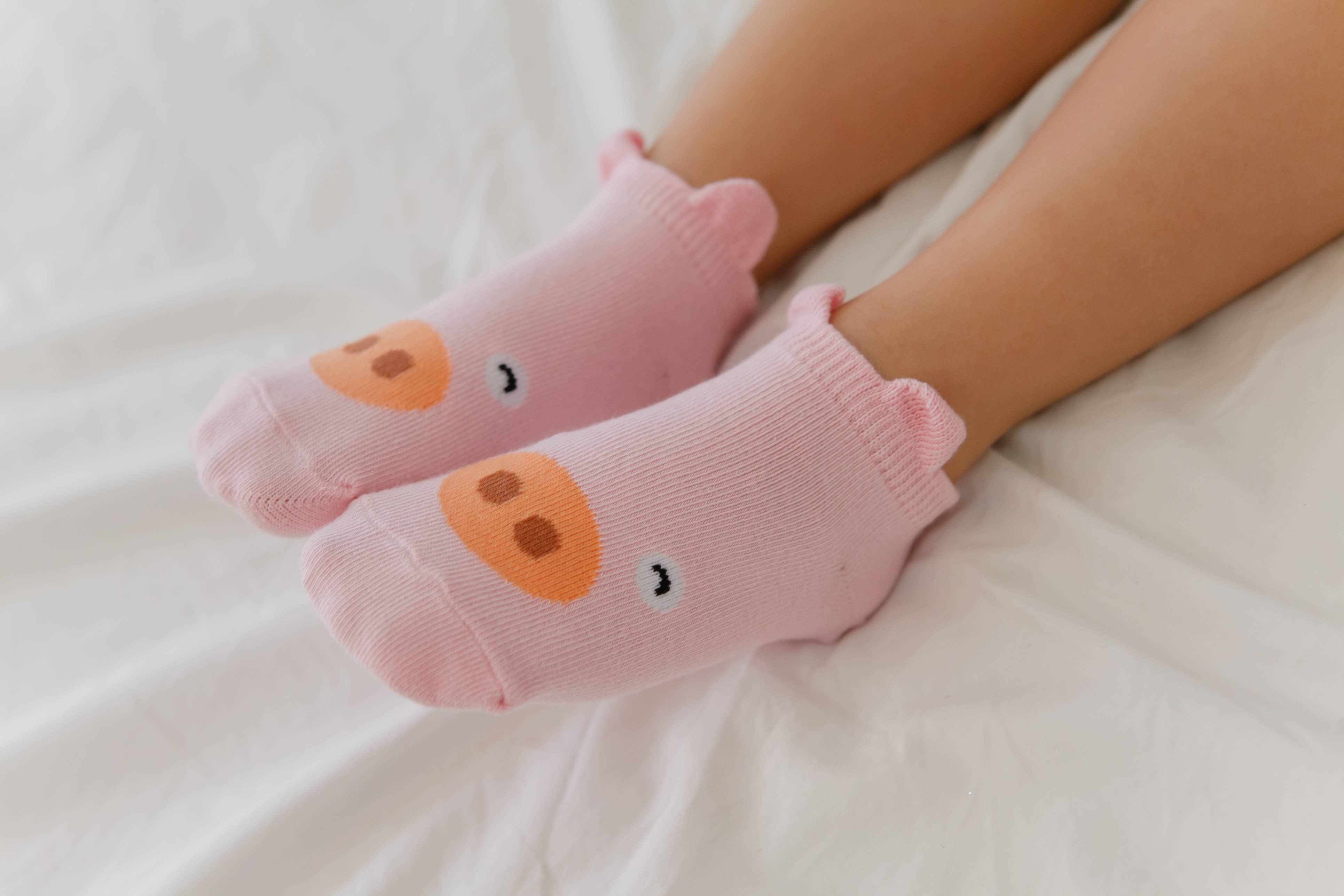 Pink Piggy Animal Character Socks for wholesale on Faire2