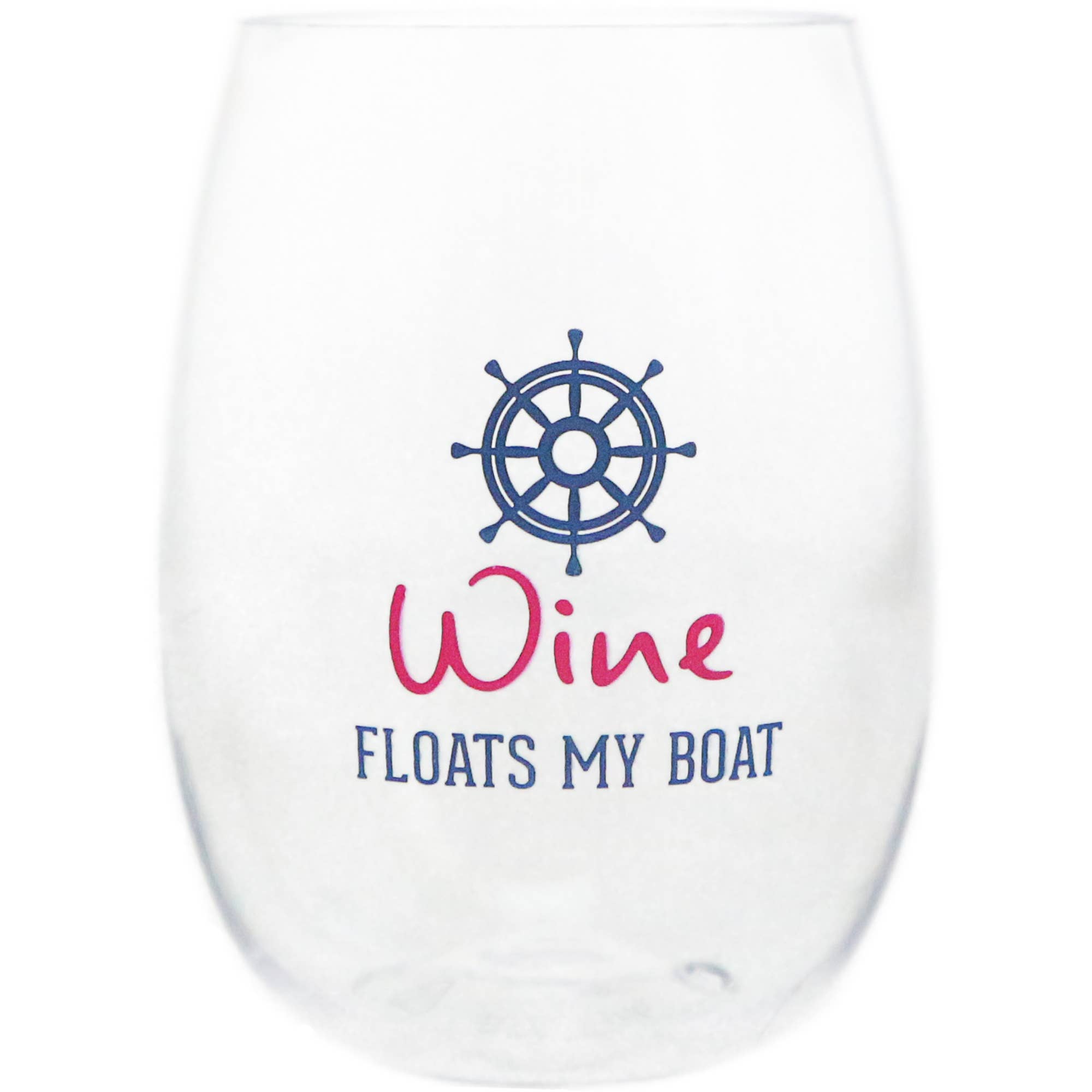Pavilion - Wholesale Wine Glass - Floats My Boat - 14 oz Tritan Stemless Wine Glass0