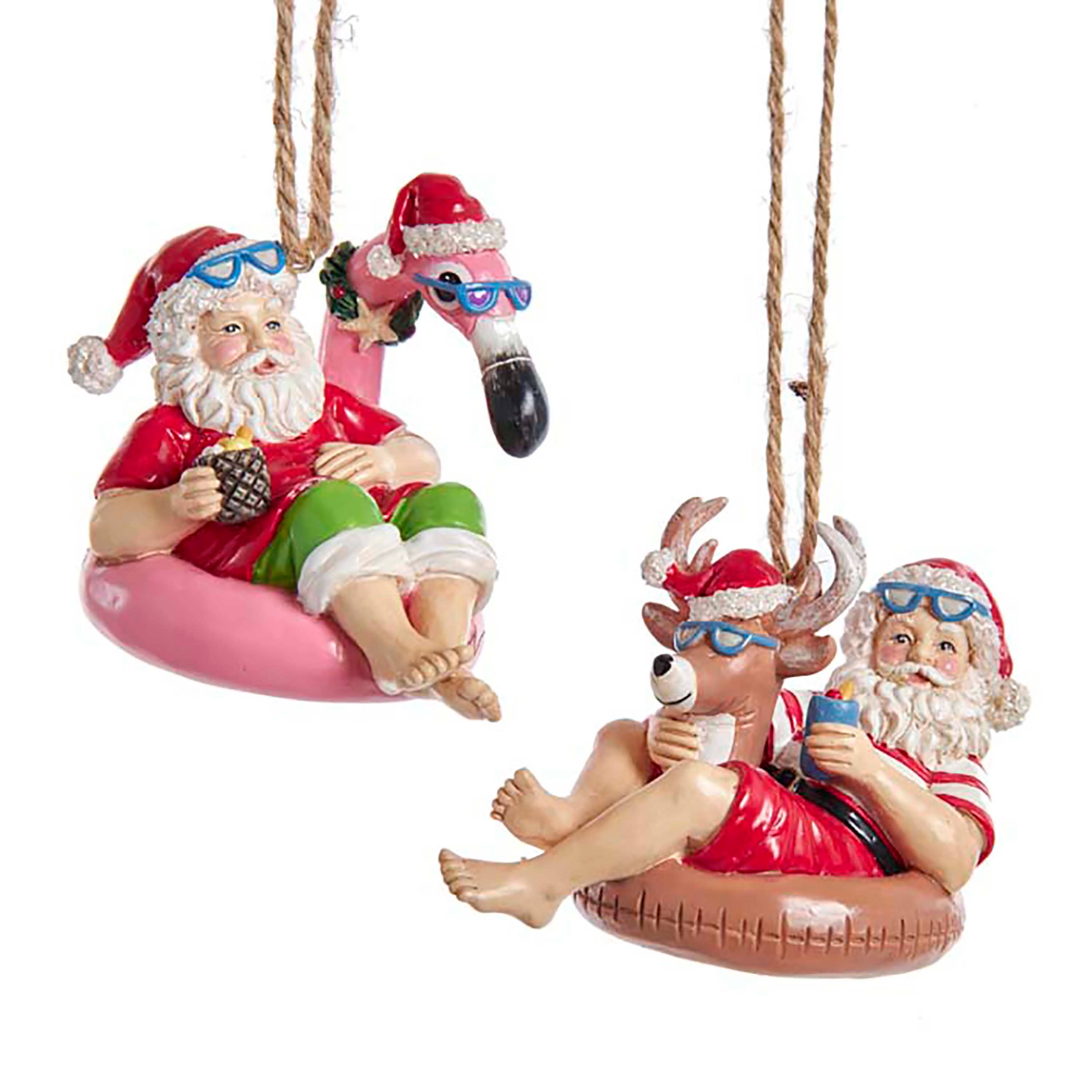 Kurt S. Adler, Inc. - Wholesale Ornament - 2.5"BEACH SANTA ON FLOAT ORNAMENT 2/A0
