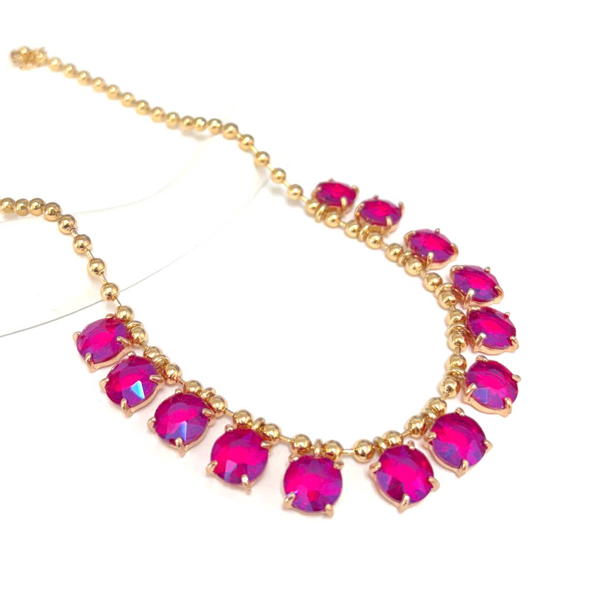 StarryNYC - Wholesale Beaded/Pearl Necklace - Crystal Glass Bead Dangle Station Ball Beaded Chain Necklace11