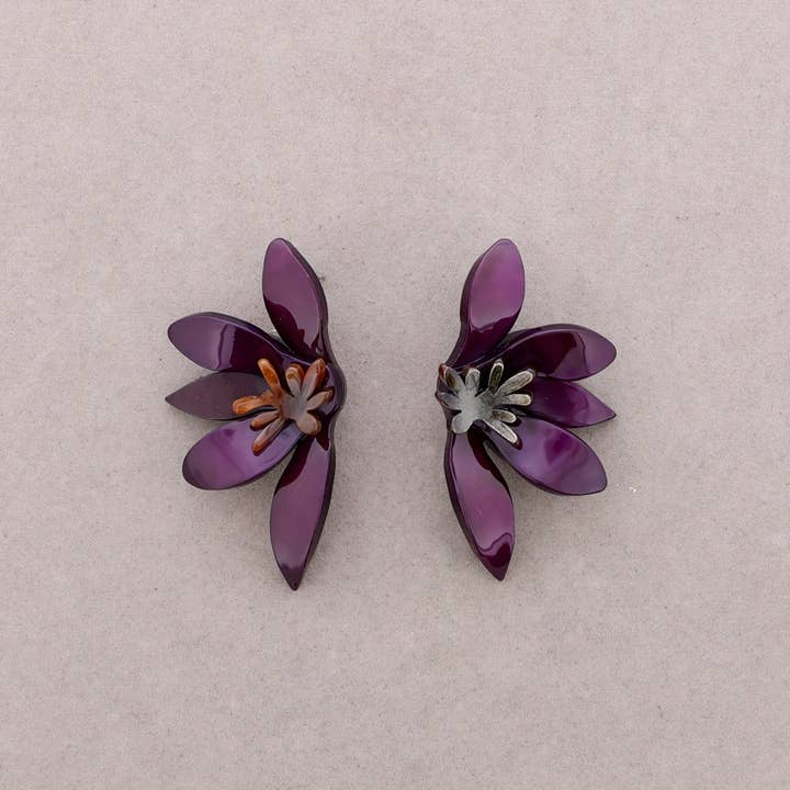Sonata - Wholesale Snap Jewelry - Half Flower Resin Earrings2