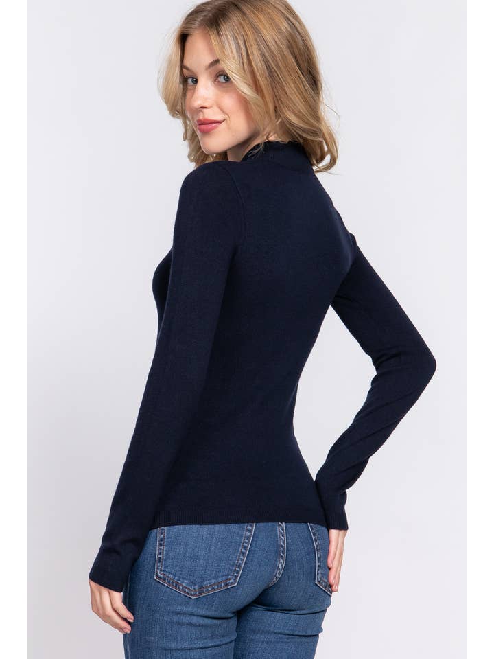 Active Basic | Active USA – Großhandel Strickpullover – Damen – Basic Pullover mit langen Ärmeln und Stehkragen25