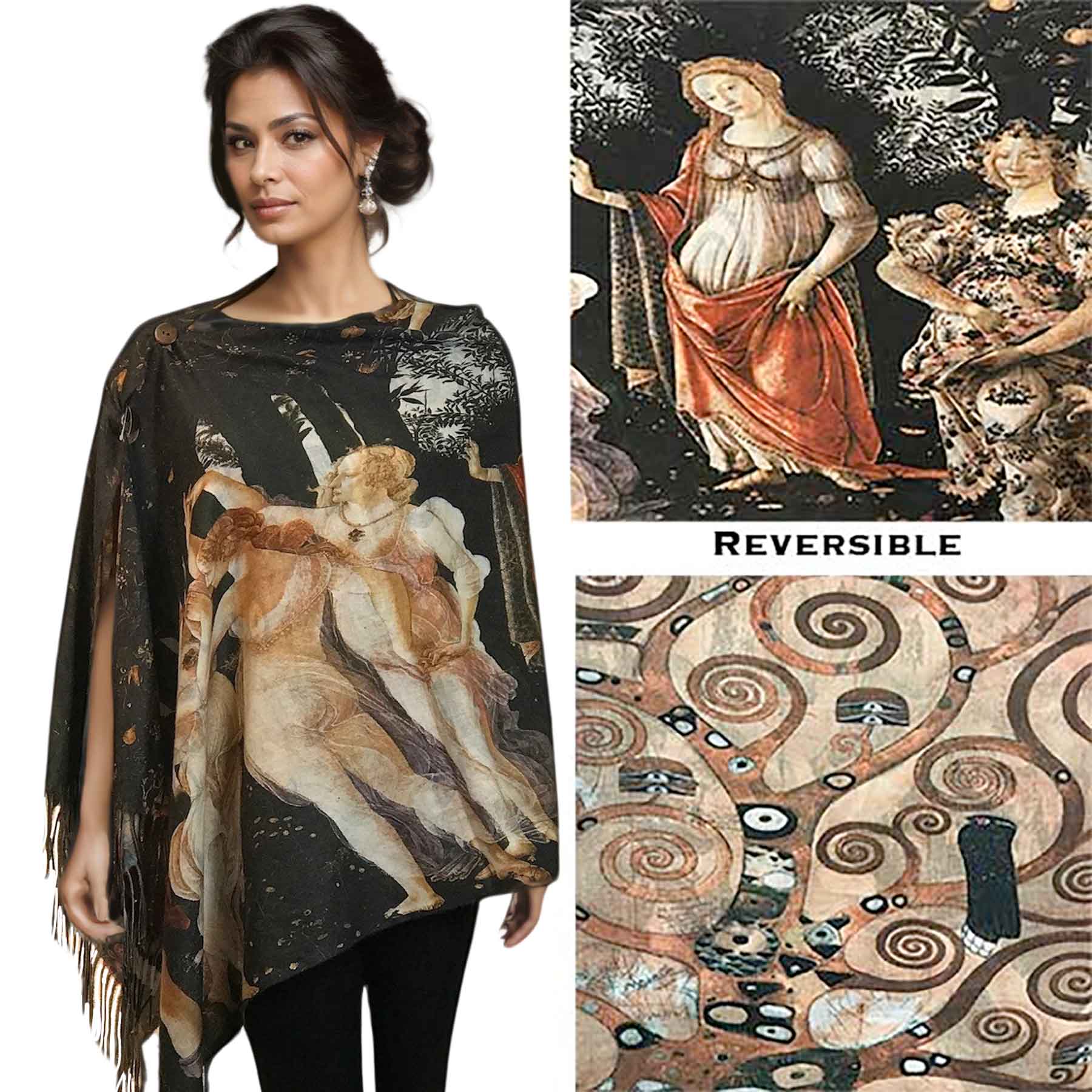 The Magic Scarf Company - Wholesale Wrap - Women's - 3180 - Sueded Art Design Button Shawls 11