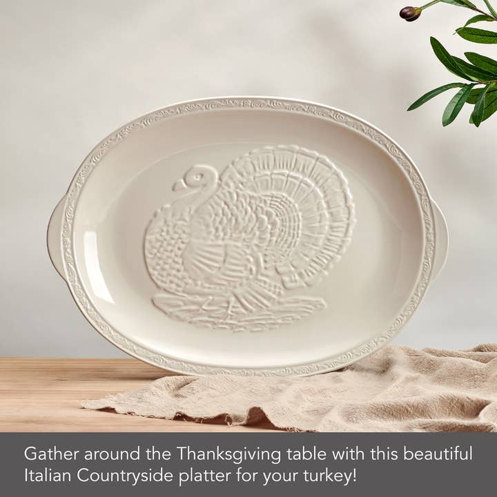 WHITE Mikasa Italian Cntrysd Turkey Platter Brown Box Pkg for wholesale on Faire