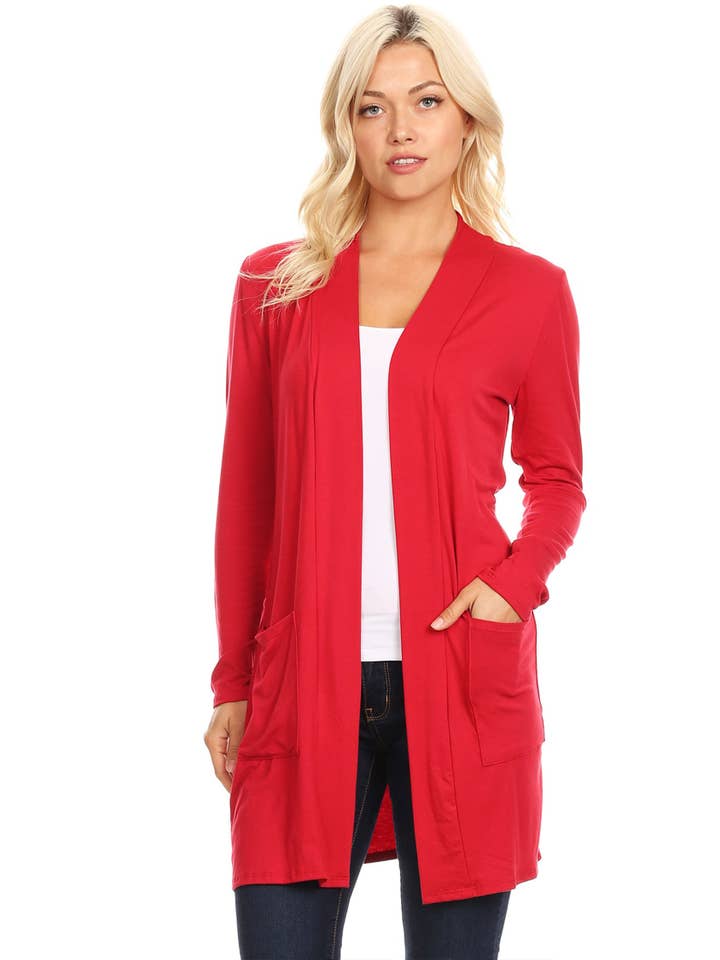 MOA COLLECTION - Wholesale Cardigan - Women's - Women's Casual Basic Solid Cardigan15