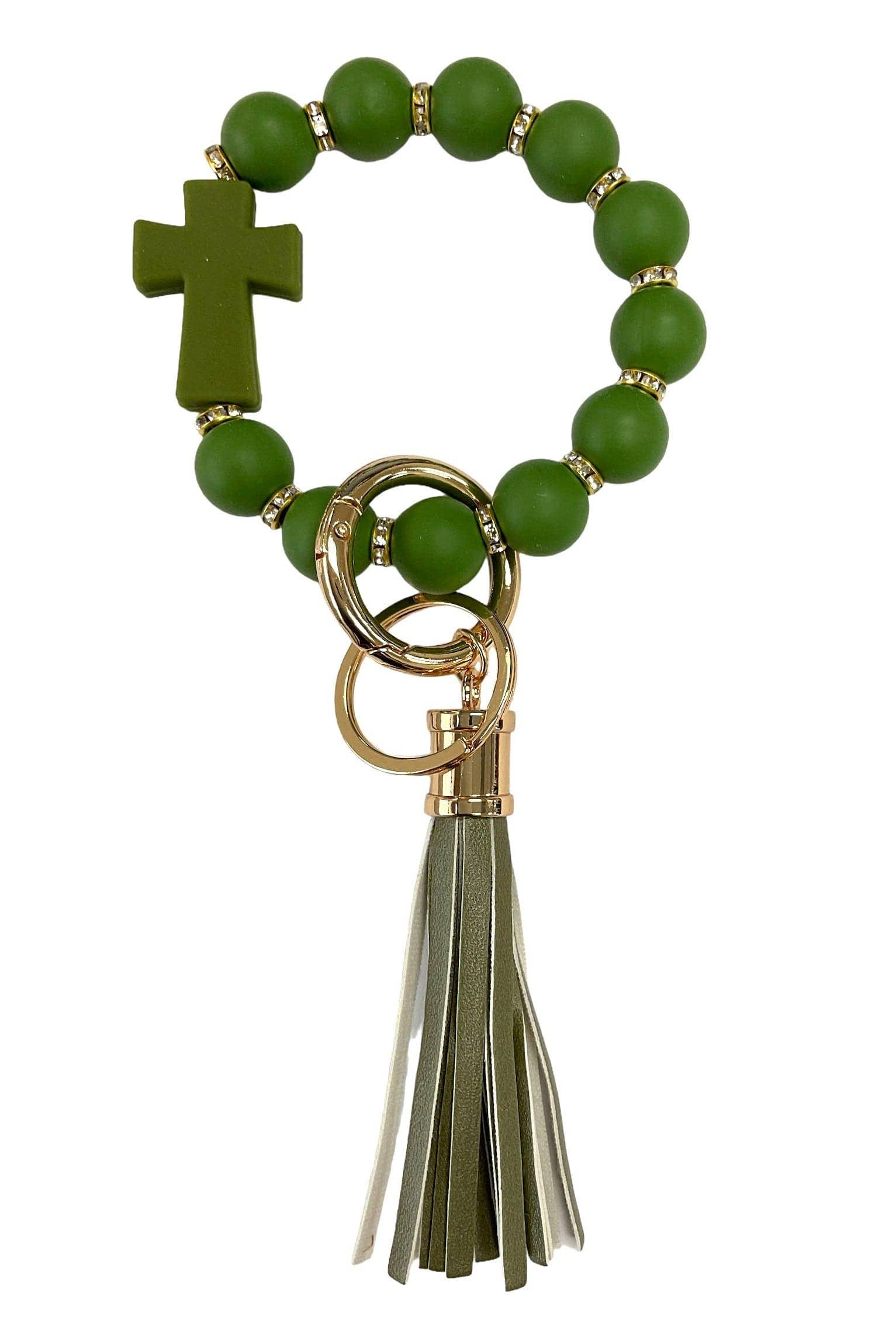 MiMi Wholesale - Vente Bracelets porte-clés - Bracelet porte-clés en forme de croix perlée en silicone BB139x1913